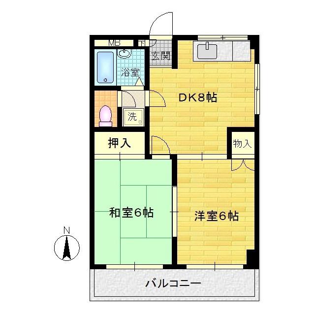 サニーハイツ(2DK/2階)の間取り写真