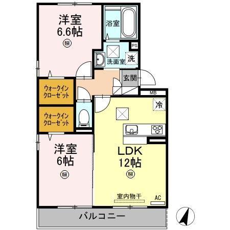サンライト松山町(2LDK/1階)の間取り写真