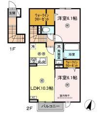 アン ソレイユ(2LDK/2階)の間取り写真