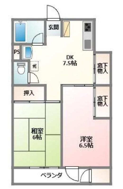 別所伊藤ビル(2DK/4階)の間取り写真