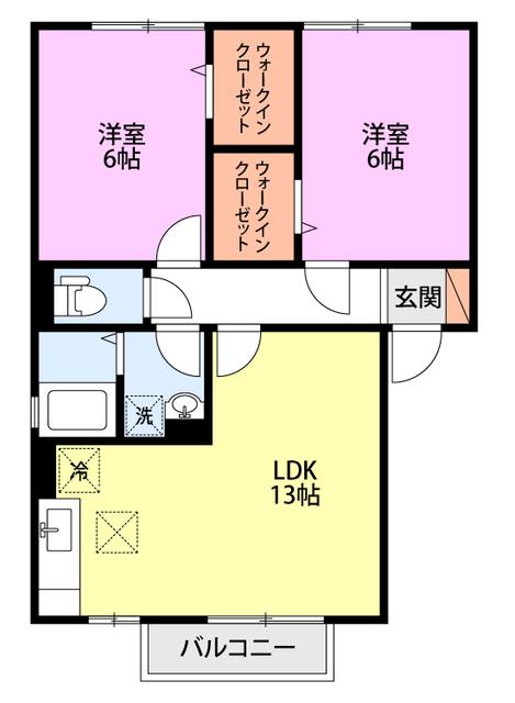 サニーフラット B棟(2LDK/2階)の間取り写真
