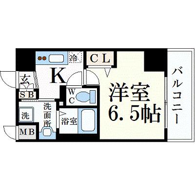 ララプレイス ザ・京橋ステラ(1K/7階)の間取り写真