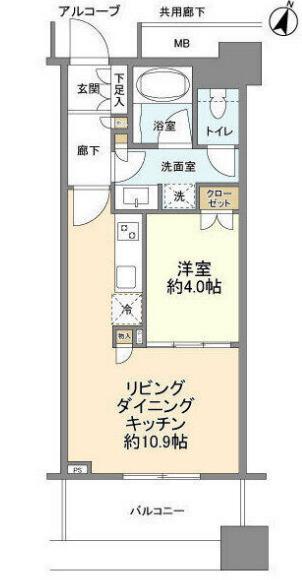 テラス渋谷美竹(1LDK/13階)の間取り写真