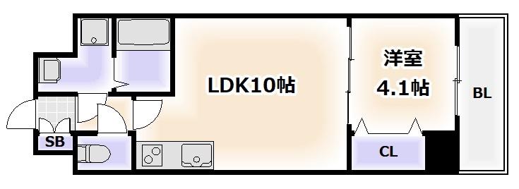 AND TERRACE天王寺(1LDK/10階)の間取り写真