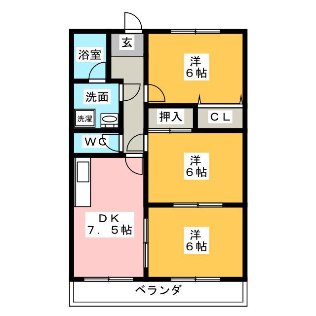 ベルメゾン(3DK/2階)の間取り写真
