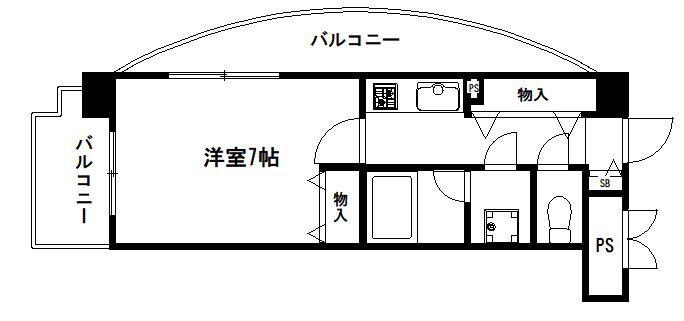 ライオンズマンション四条堀川(1K/2階)の間取り写真