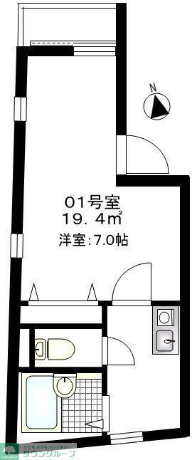 BCASA平塚(1K/1階)の間取り写真