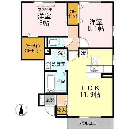 ヴィラージュ(2LDK/1階)の間取り写真