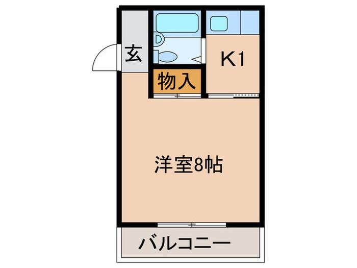 ハイツ中井(1K/1階)の間取り写真