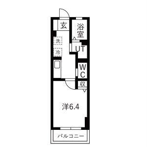 ルミエール県立女子大前B(1K/1階)の間取り写真