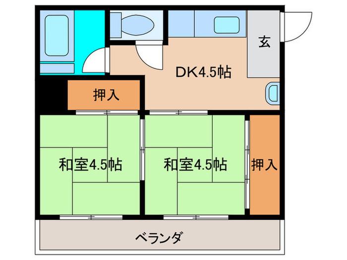 マンションサンエース(2DK/3階)の間取り写真
