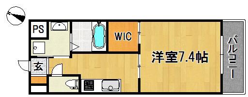 ALETTA合川(1K/7階)の間取り写真