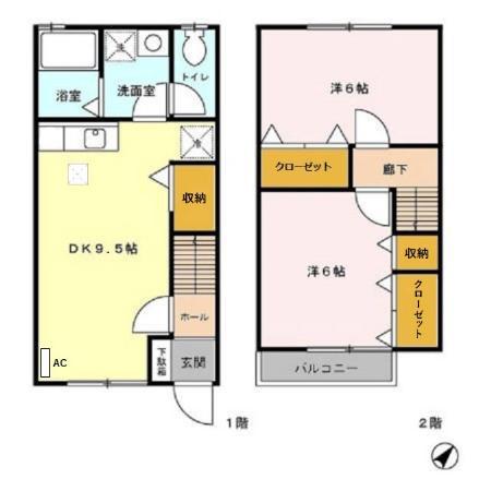 グリーンヒル(2DK/1階)の間取り写真