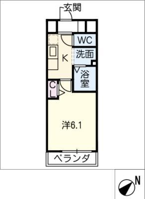 ラグゼナ上前津(1K/13階)の間取り写真