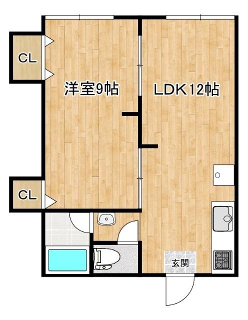 パークヒルズ日宇(1LDK/1階)の間取り写真