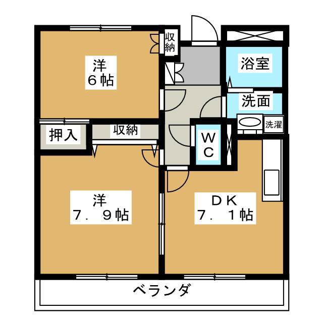 ルフレコーヤ(2DK/3階)の間取り写真