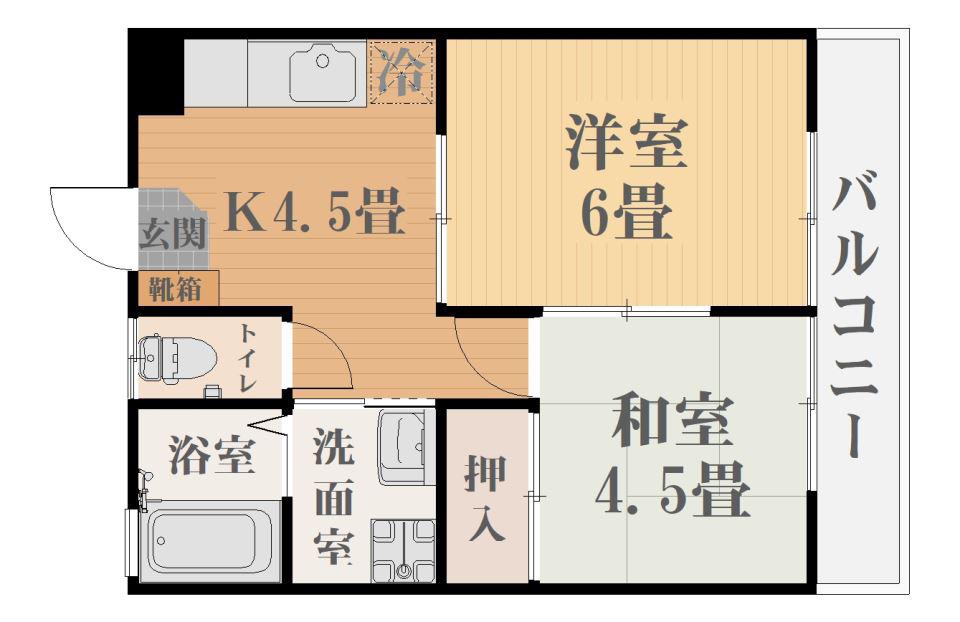 コーポちぐさ(2K/2階)の間取り写真