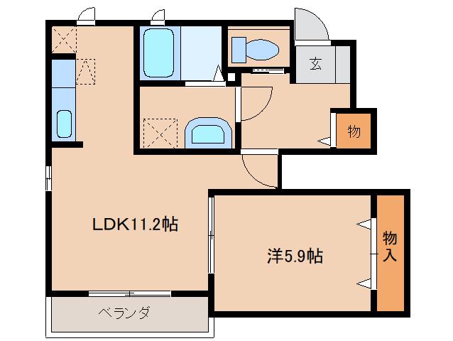 ラピュタA(1LDK/1階)の間取り写真
