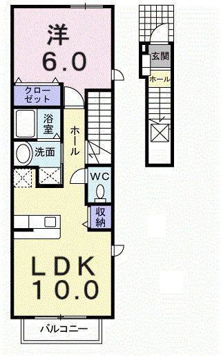 ステラプレッソA(1LDK/2階)の間取り写真