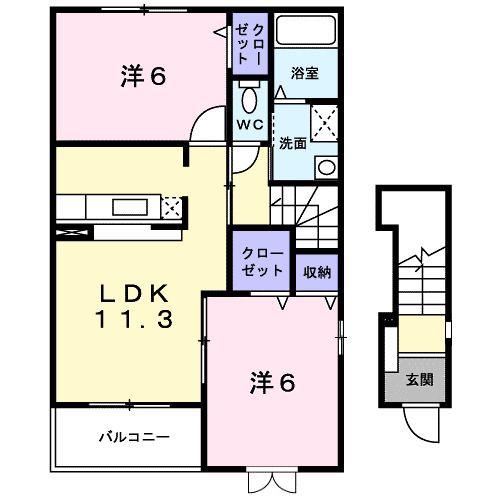スプリングパーク(2LDK/2階)の間取り写真