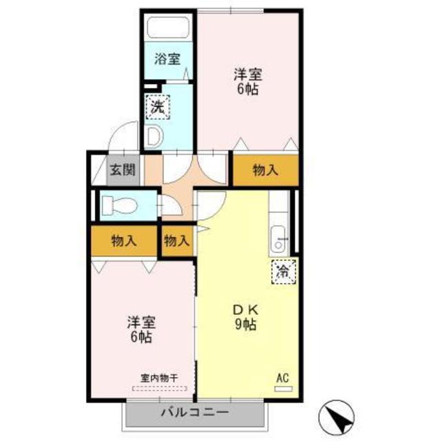 ドエル59(2DK/2階)の間取り写真