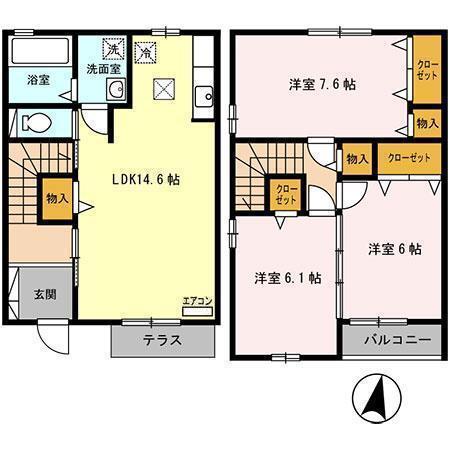 シャイニーコートC(3LDK/1階)の間取り写真