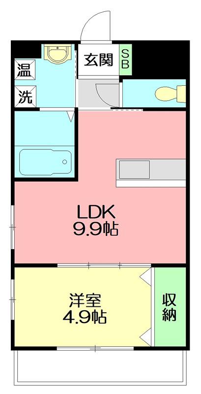 プロープル本厚木(1LDK/1階)の間取り写真