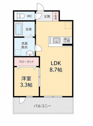 スペリオーレ二日市(1LDK/2階)の間取り写真