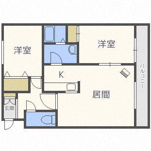 澄川パークハイツ参番館(2LDK/1階)の間取り写真