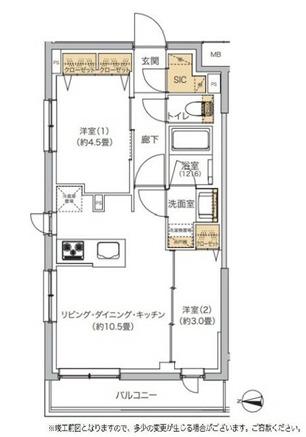 リビオメゾン湯島(2LDK/4階)の間取り写真