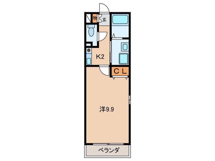 ベルメゾン西塚口(1K/2階)の間取り写真