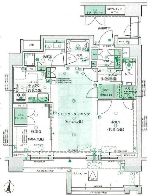 ザ・パークハウス東陽町翠賓閣(2LDK/3階)の間取り写真
