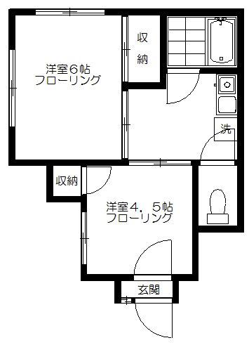 ハヤカワ2(2K/1階)の間取り写真