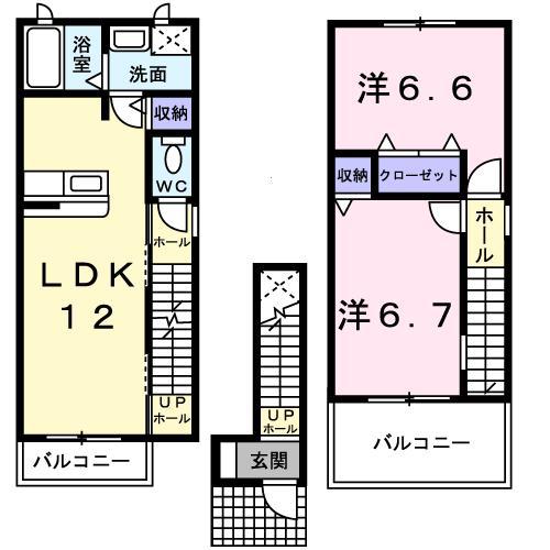 ユニメゾン青山(2LDK/2階)の間取り写真