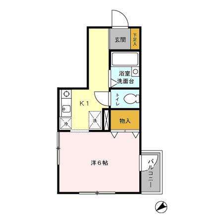 エクレール橋本(1K/2階)の間取り写真