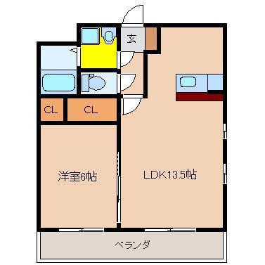 K・PLENDEUR(1LDK/2階)の間取り写真
