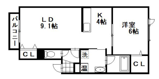 BUENA CA SA(1LDK/1階)の間取り写真