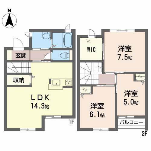 ルクール陽だまり B(3LDK/1階)の間取り写真