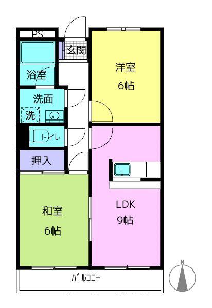 ウエストサイドレジデンス(2LDK/3階)の間取り写真