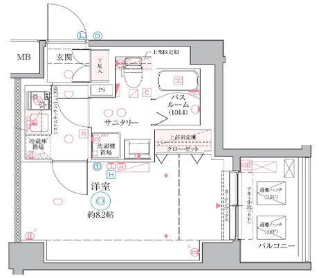 CREVISTA戸田(1K/6階)の間取り写真