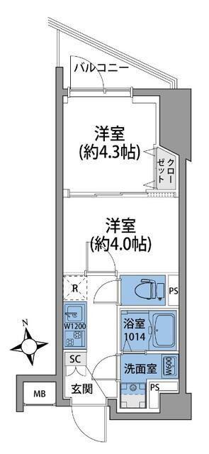 ルネサンスコート田端(2K/2階)の間取り写真