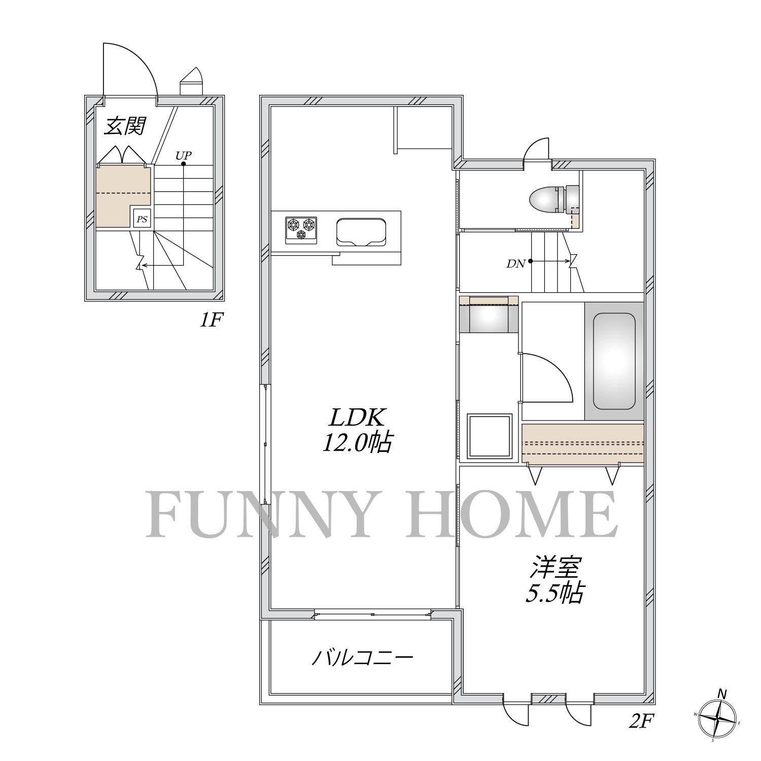 ヴィラトポス(1LDK/2階)の間取り写真