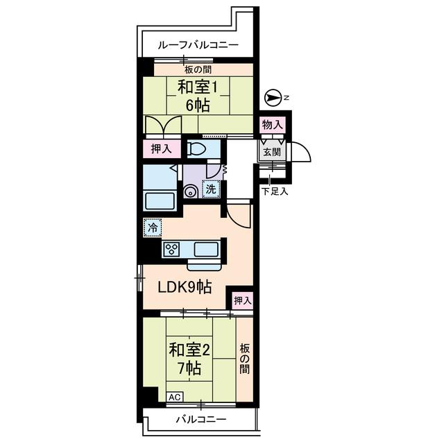 アレックスビル(2LDK/7階)の間取り写真