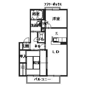 サニーサイドA(2LDK/2階)の間取り写真