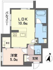 ハイネスト霞町(1LDK/4階)の間取り写真