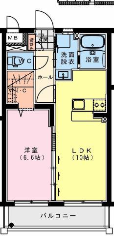 サンライズ富高 東(1LDK/3階)の間取り写真