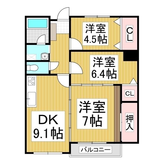 レスコ高島(3DK/2階)の間取り写真