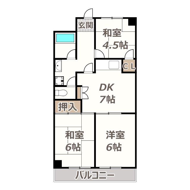 エメラルド長居(3DK/3階)の間取り写真