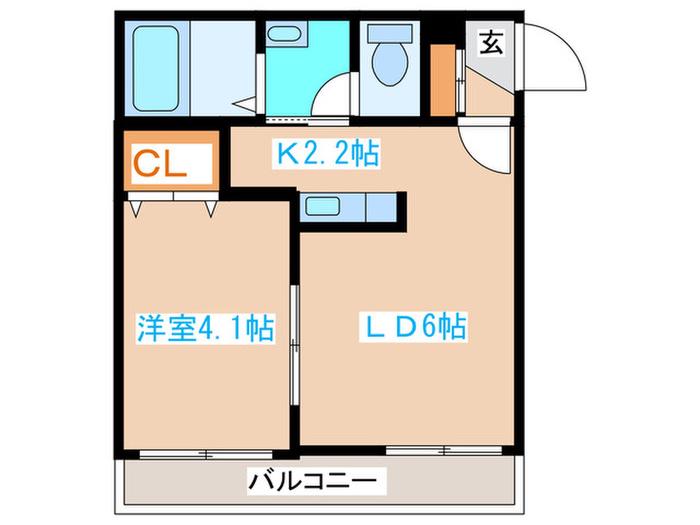 グランドサクセス南円山(1LDK/2階)の間取り写真