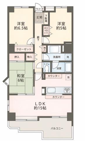 東急ドエルアルスあざみ野弐番館(3LDK/6階)の間取り写真